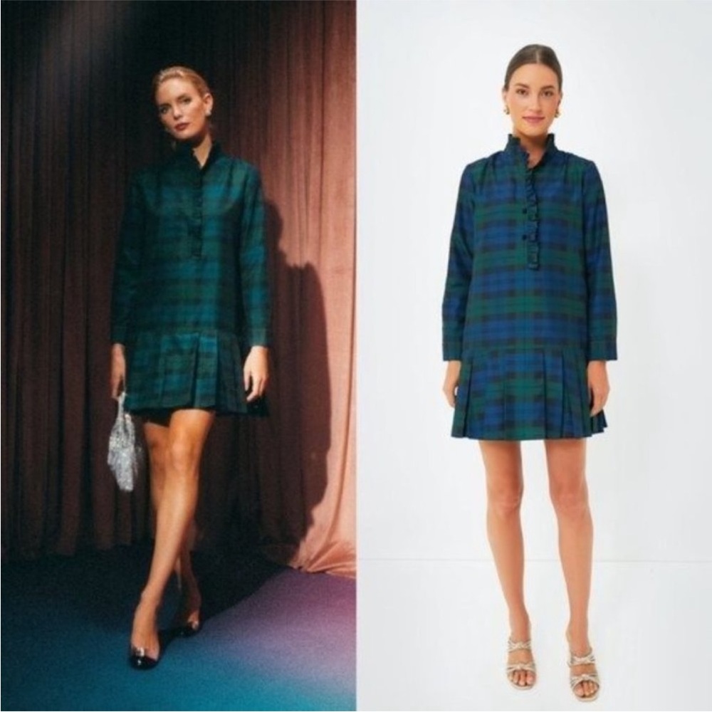Tuckernuck Blackwatch Tate Plaid Academia Long Sleeve Mini Dress Size S